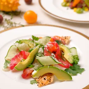 a plate of salad on a table