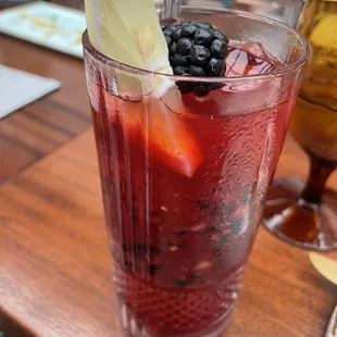 a glass of fruity drink