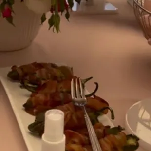 Old shriveled discolored Jalapeño  bacon wraps looked terrible to the point no one risked to even have a taste!