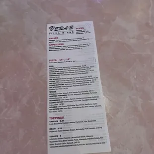 menu