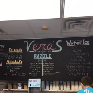 the menu on the wall