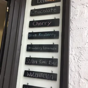 the names of the ice creams