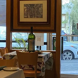 a wine bottle on a table
