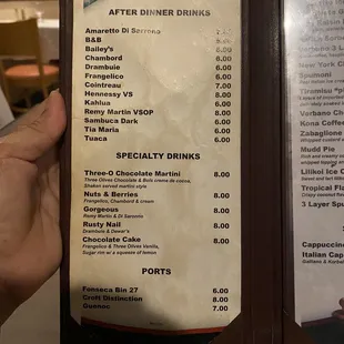 Drinks Menu