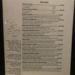 Salad menu
