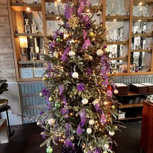 Holiday decorations in the foyer