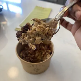 Overnight Oats (rolled oats and chia seeds, tahini, and oatmilk with Ghia crunchy chocolate hazelnut topping) -- $5