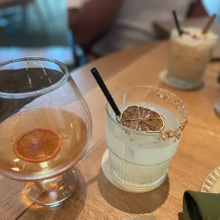 Agave Rita (Smoked tableside) and Cognac drink (my fav drink at Perry&apos;s - they were kind enough to make it here since owned by same company)