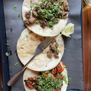 2 Tacos de Asada and one Al Pastor no onions. My version of low carb: use a fork! Lol