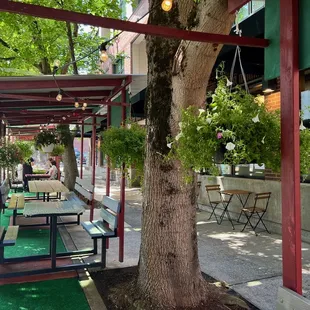 on the sidewalk patio