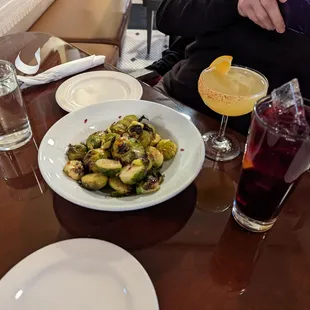 Brussels sprouts with a chili balsamic dressing, sangria, and a habanero infused tequila margarita.