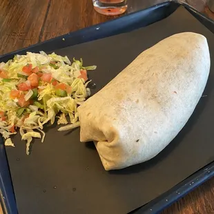 Classic burrito with shredded chicken