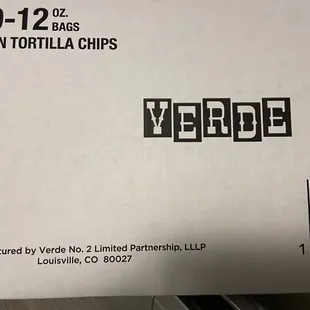 Carton of Verde Chips