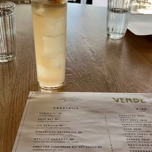 Lip Service along with their cocktail menu