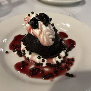 Chocolate cake with black cherry dessert