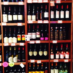 a variety of wine bottles