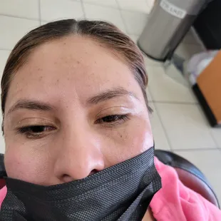 Eyebrow threading after