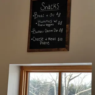 a menu on the wall