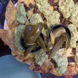 Nachos Deluxe with beef fajitas and