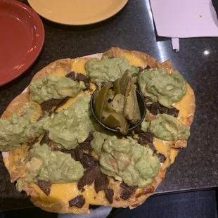 Steak  Fajata Tacos - way too much guacamole