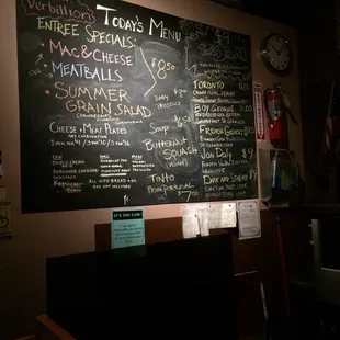 a menu on a blackboard