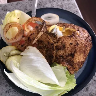 Mushroom and Swiss burger, no bun... added a duck egg and sauté the onions.