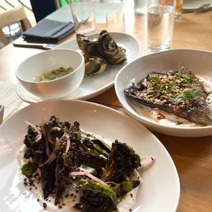 Charred Broccoli, Grilled Eggplant, Grilled Artichoke