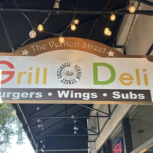 The Vernon Street Grill and Deli street sign