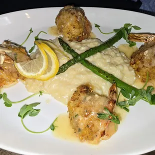 Stuffed Shrimp over Polenta