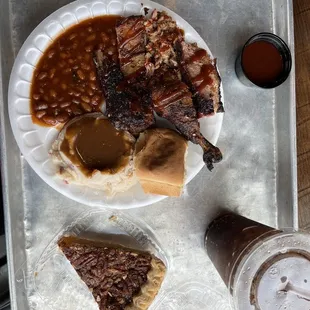 a plate of food and a drink