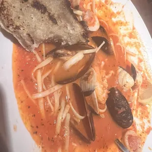 Cioppino. There&apos;s no depth to the tomato base.