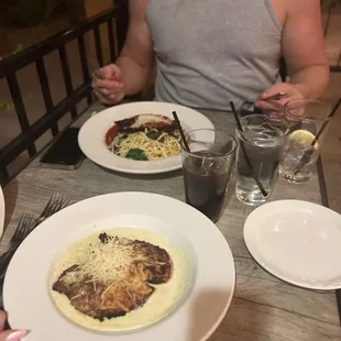 Hot husband eating chicken parm