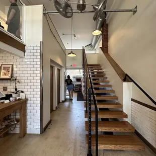 a staircase leading to the second floor