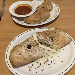 Calzones, with real mozzarella, ricotta, and 3 &quot;toppings&quot; each