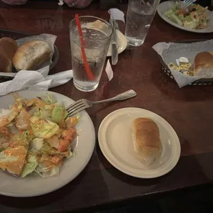 Complementary salad &amp; rolls