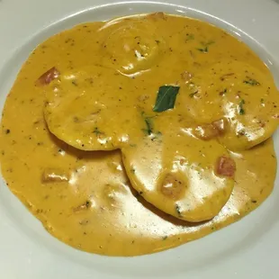 Lobster stuffed raviolis in a creamy vodka sauce