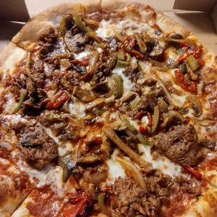 Philly cheesesteak on neopolitan crust