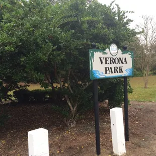 The park sign.