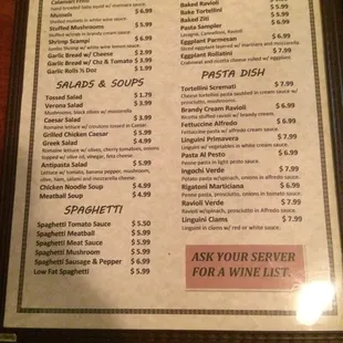 Partial menu to give you an idea of the prices