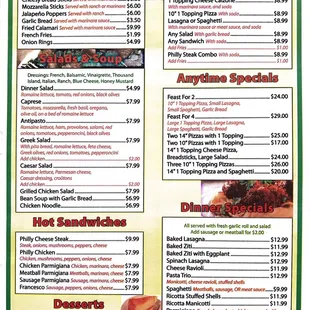 sushi and sashimi, menu