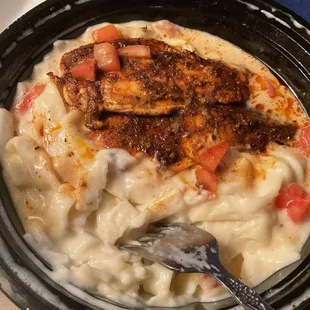 Blackened Chicken Alfredo.