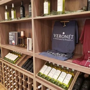 a display of wine bottles