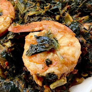 Efo with shrimp