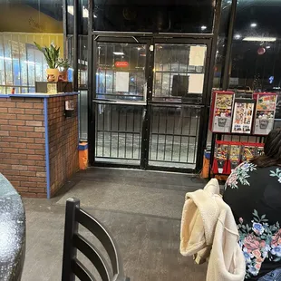 the entrance to the restaurant