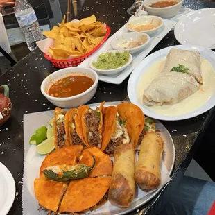 a table full of food