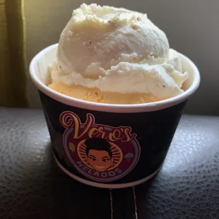 Coconut  and peach yoghurt  ice creams.