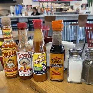 Variety of salsas especially for those seafood dishes.