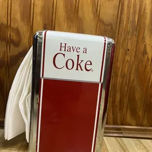 Vintage Napkin holder on all tables.