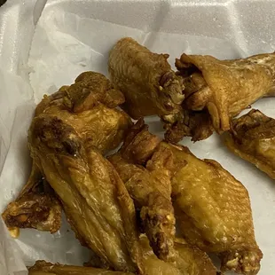 Unseasoned bland chicken wings.