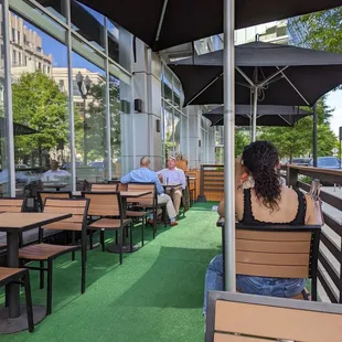 Nice outdoor seating and not in the sun!